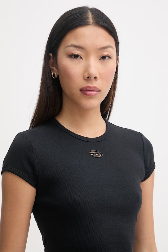 Diesel crop top damski bawełniany T-BUNNY-TAIL-S1 czarny A21197.0EJAI