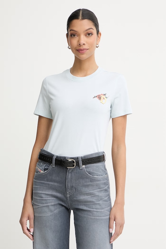 Diesel t-shirt damski bawełniany T-REG-S1 niebieski A22488.0JMBD