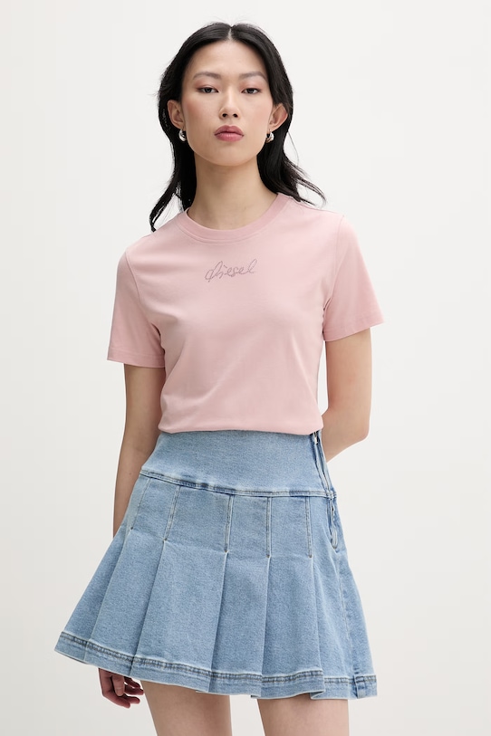 Diesel tricou basic pentru femei, din bumbac T-REG-S2 roz A22503.0JMBD