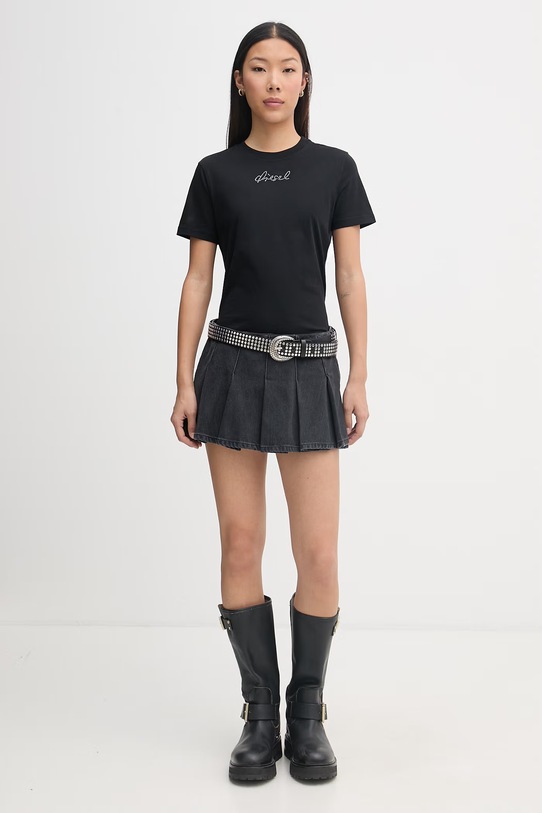 Diesel t-shirt basic damski bawełniany T-REG-S2 A22503.0JMBD czarny SS26
