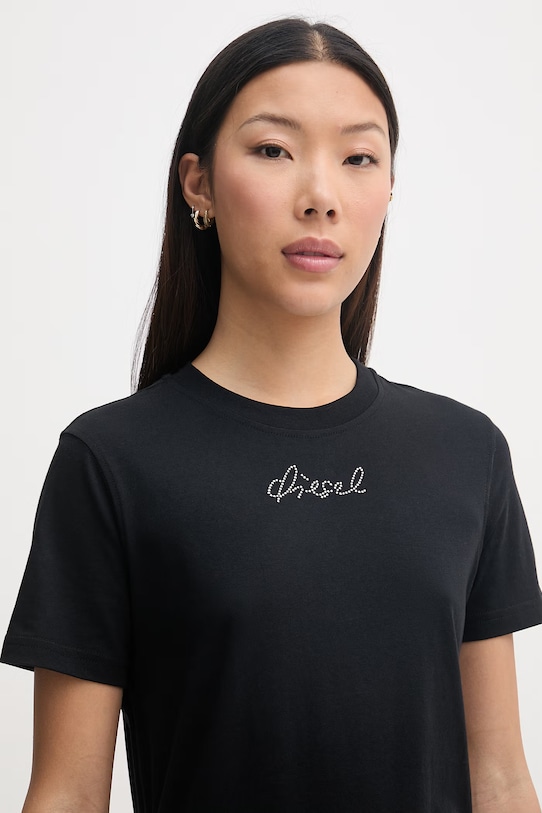 Diesel t-shirt basic damski bawełniany T-REG-S2 czarny A22503.0JMBD