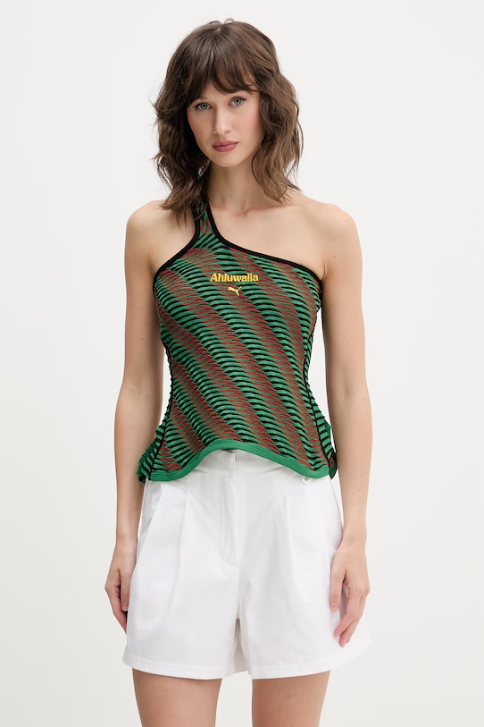 Puma asymetrická halenka dámská s viskózou Ahluwalia zelená 635237