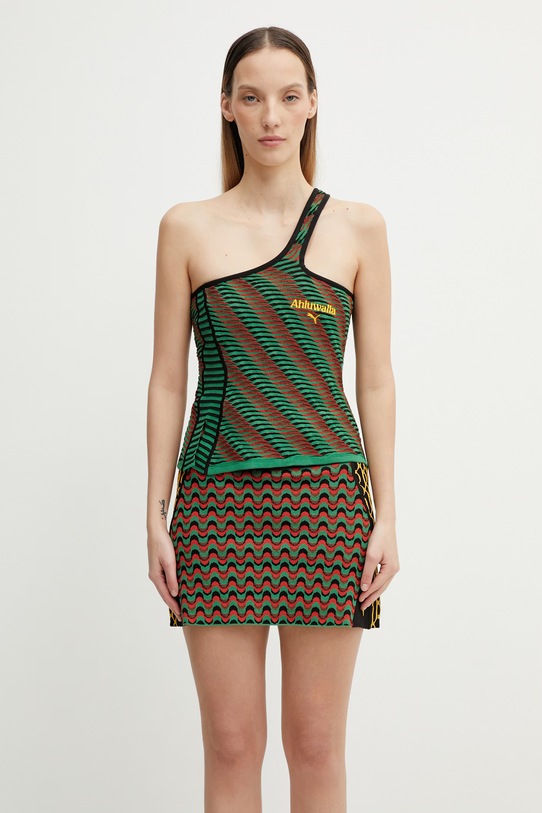 Puma Ahluwalia bluzka asymetryczna damska z wiskozą zielony 635237