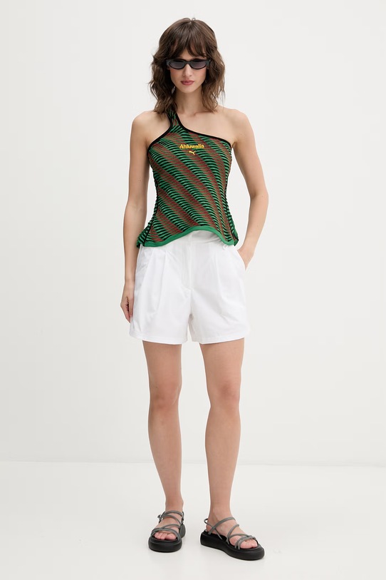 Puma bluzka asymetryczna damska z wiskozą Ahluwalia 635237 zielony SS26