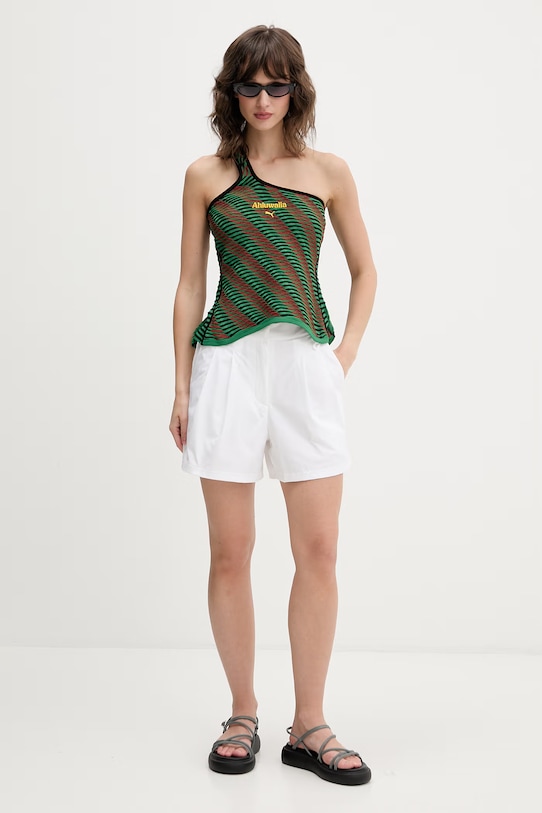 Puma asymetrická halenka dámská s viskózou Ahluwalia 635237 zelená SS26