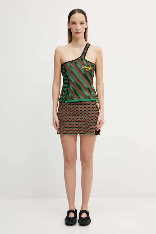 Puma Ahluwalia bluzka asymetryczna damska z wiskozą 635237 zielony