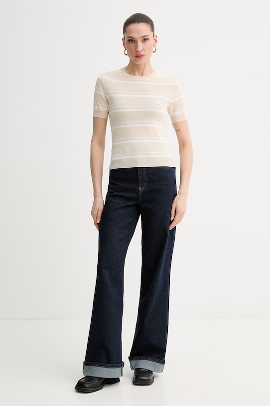 ERMANNO Firenze t-shirt damski D48EM009EP0 beżowy SS26