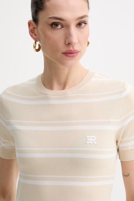 ERMANNO Firenze t-shirt damski beżowy D48EM009EP0