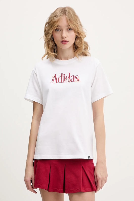 adidas t-shirt bawełniany Soft Sports nadruk biały JZ7896