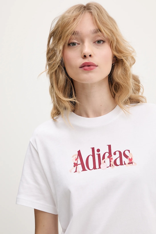 adidas t-shirt bawełniany Soft Sports biały JZ7896