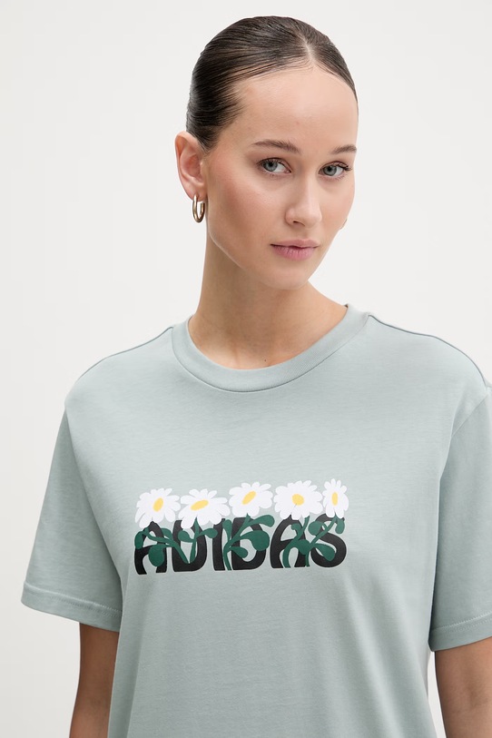 adidas t-shirt bawełniany Soft Side turkusowy KA5099