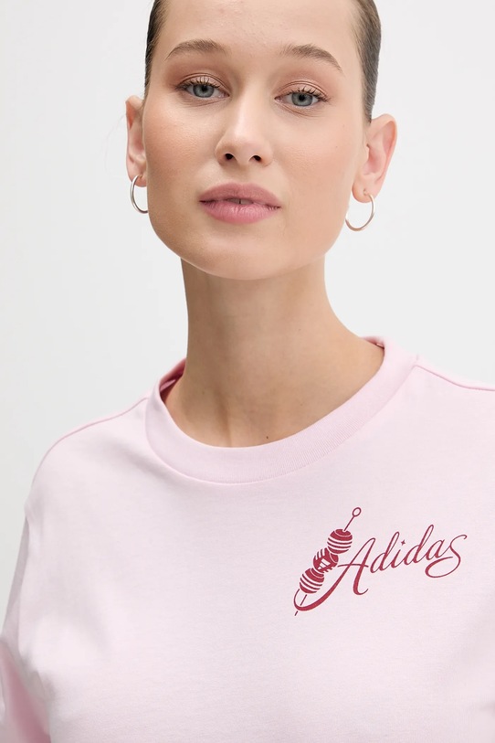Βαμβακερό μπλουζάκι adidas KA9966 ροζ