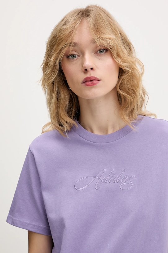 adidas t-shirt bawełniany fioletowy KB2402