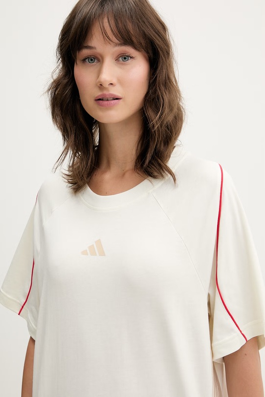 adidas t-shirt bawełniany Stadium beżowy KB4282