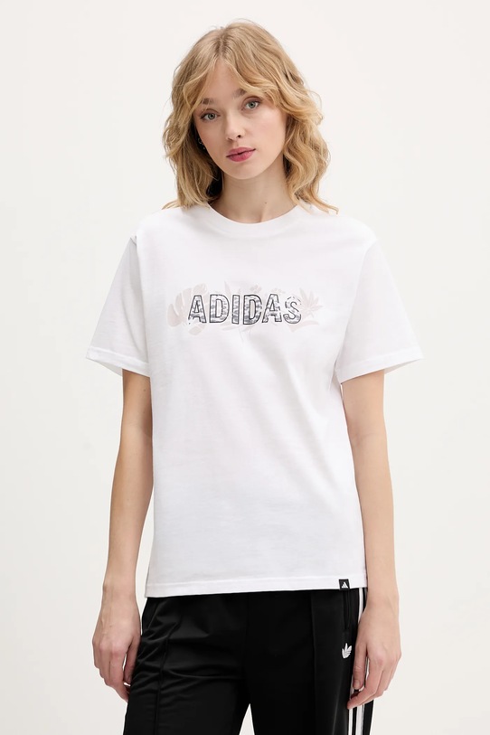 adidas t-shirt bawełniany nadruk biały KB7146