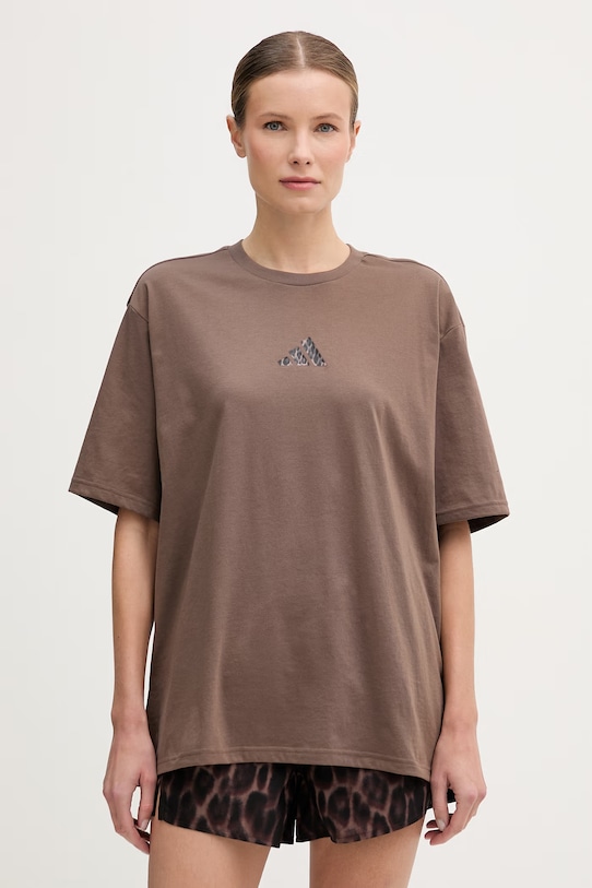 adidas Performance t-shirt treningowy nadruk brązowy KB9420