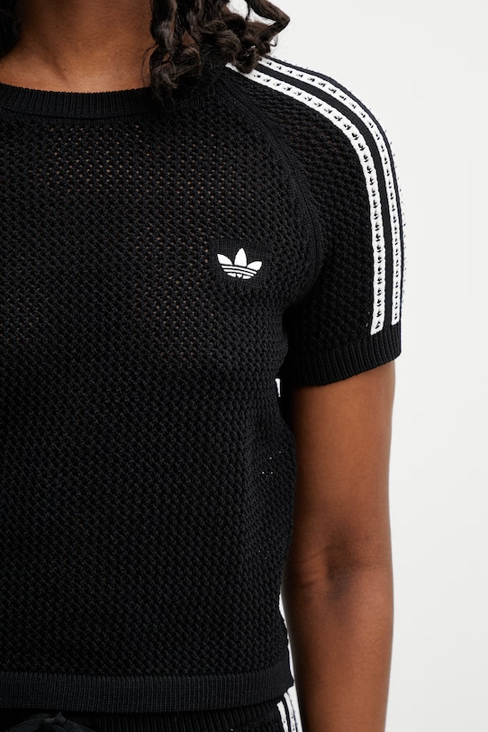 adidas Originals Crochet crop top women's black KC6481