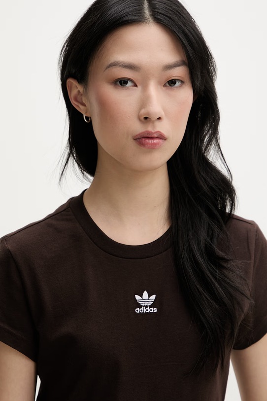 adidas Originals T-shirt damski bawełniany brązowy KD1354