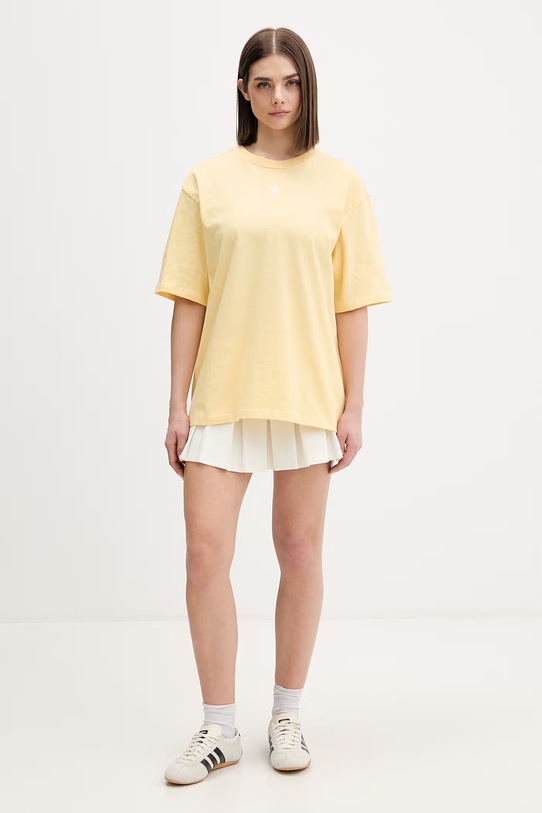 adidas Originals t-shirt damski bawełniany KD1369 żółty SS26