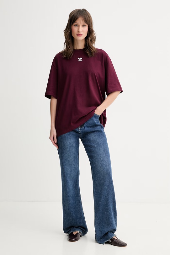 adidas Originals t-shirt damski bawełniany KD1373 bordowy SS26