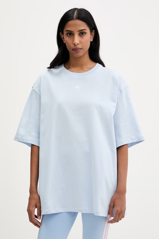 Bavlněné tričko adidas Originals nášivka modrá KD1374