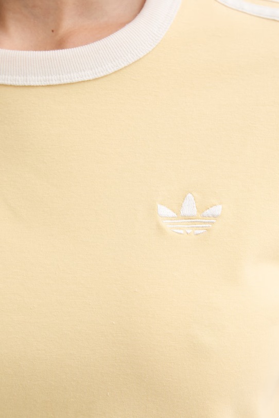 adidas Originals T-shirt damski bawełniany z elastanem KD3682 żółty