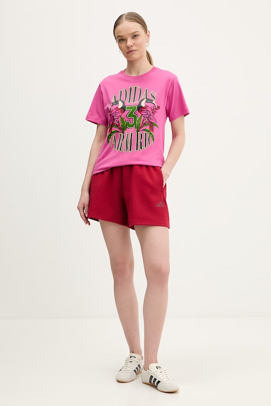 Памучна тениска adidas x Farm Rio KD4640 розов SS26