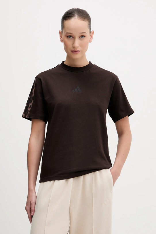 adidas t-shirt bawełniany regular brązowy KE8830