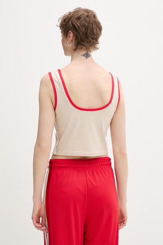 Odzież adidas crop top damski bawełniany z elastanem Stadium KE9575 beżowy