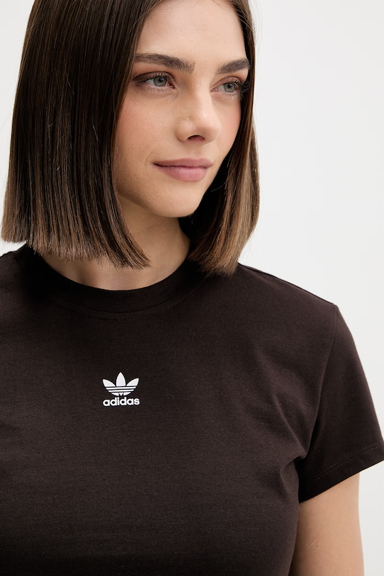 adidas Originals T-shirt damski z bawełną brązowy KH4261