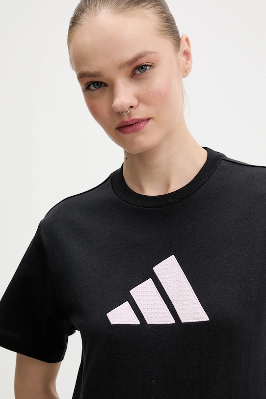 adidas t-shirt bawełniany czarny KQ6399