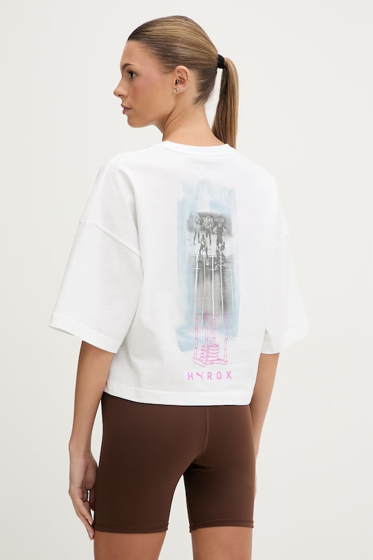 Puma t-shirt treningowy damski bawełniany Lifestyle HYROX beżowy 528509