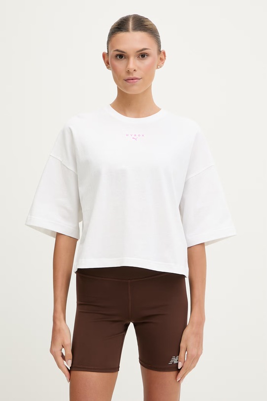 Odzież Puma t-shirt treningowy damski bawełniany Lifestyle HYROX 528509 beżowy