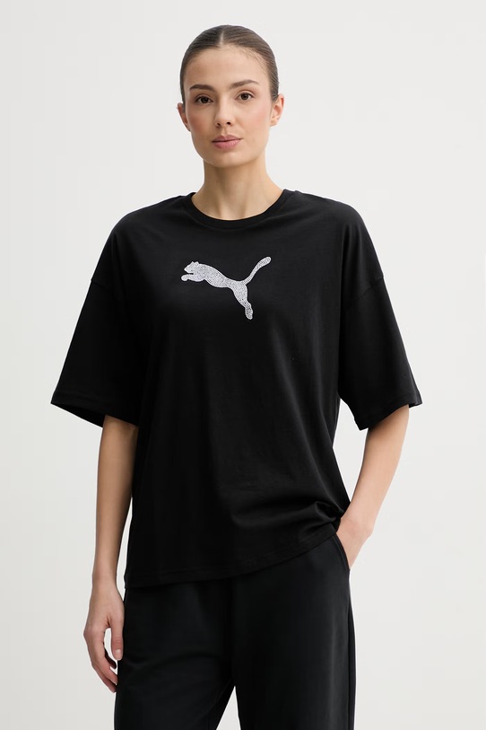 Puma t-shirt damski bawełniany GRAPHIC czarny 634566