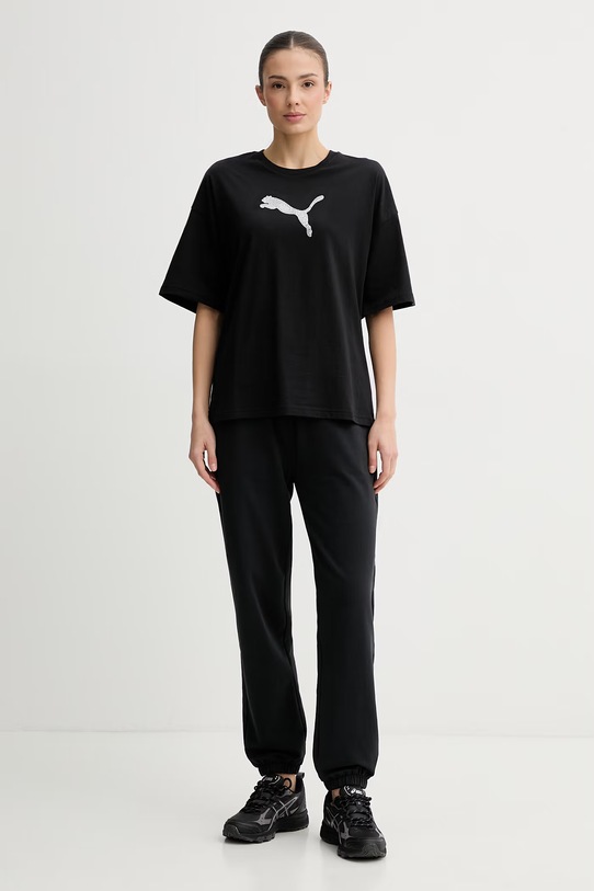 Puma t-shirt damski bawełniany GRAPHIC 634566 czarny SS26