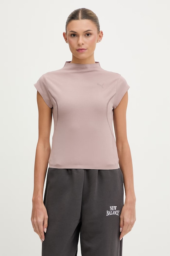 Puma t-shirt damski bawełniany z elastanem PUMATECH SENSE beżowy 634568