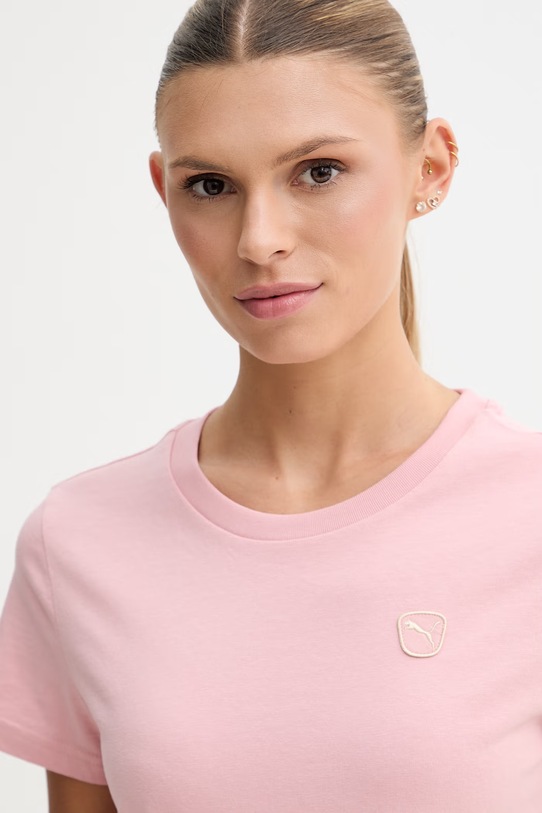 Puma t-shirt damski bawełniany Essential Elevated różowy 691855
