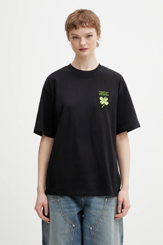 Bavlněné tričko Carhartt WIP W SS Clover T-Shirt regular černá I036036.89XX