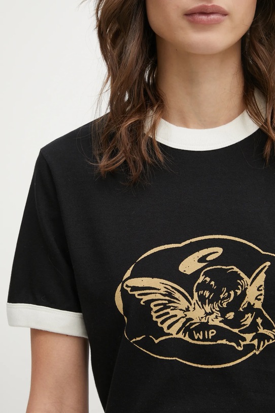 Carhartt WIP t-shirt bawełniany W SS Reminiscing Ringer T-S czarny I036034.8960