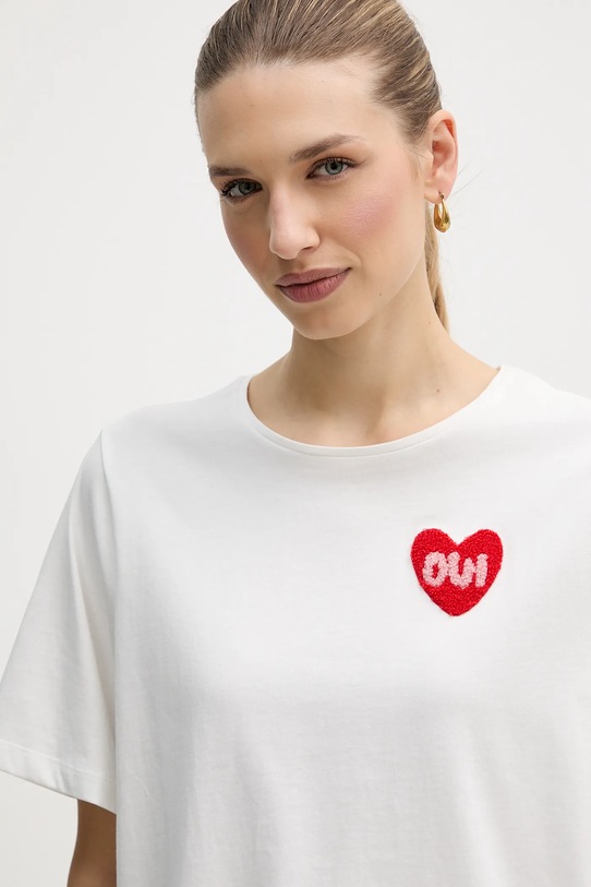 OUI t-shirt bawełniany biały 96046