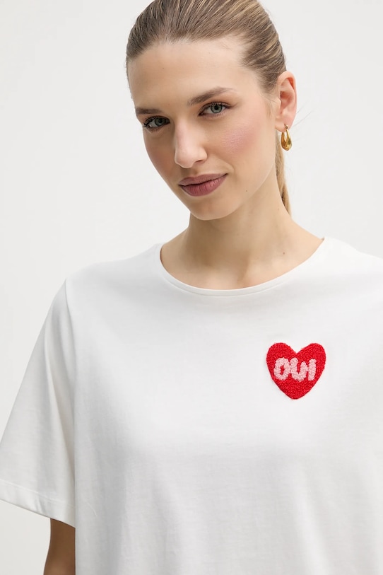 OUI t-shirt bawełniany biały 96046