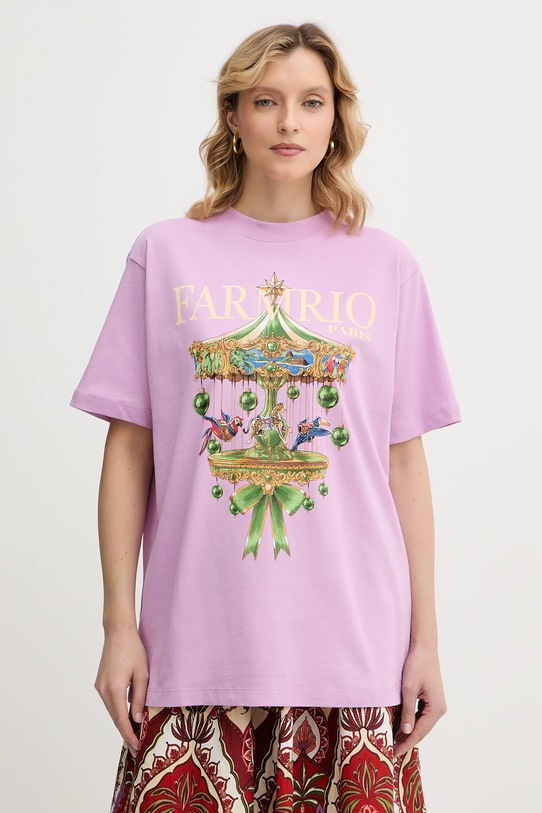 Farm Rio t-shirt bawełniany nadruk różowy 354549