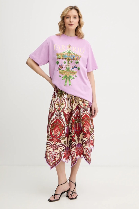 Farm Rio t-shirt bawełniany 354549 różowy SS26