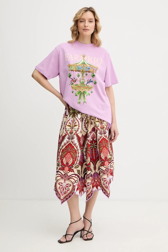 Farm Rio t-shirt bawełniany 354549 różowy SS26