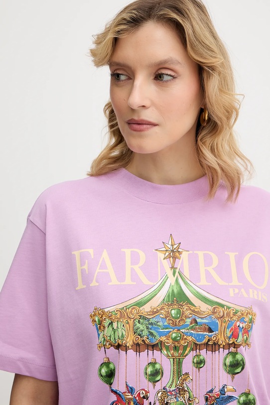 Farm Rio t-shirt bawełniany różowy 354549