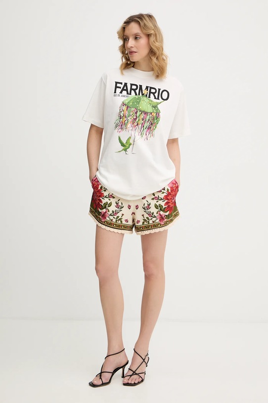 Farm Rio t-shirt bawełniany 354563 beżowy SS26