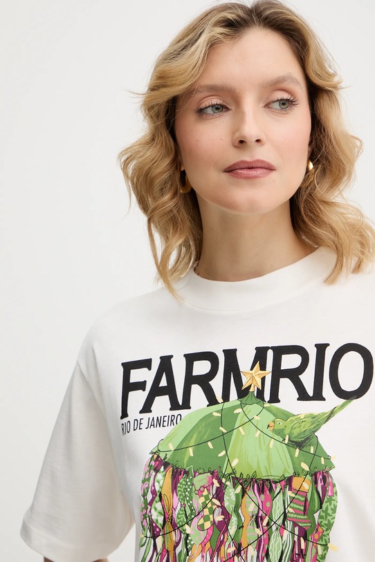 Farm Rio t-shirt bawełniany beżowy 354563