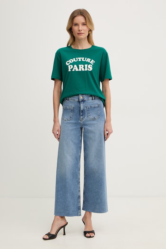 Morgan t-shirt damski bawełniany 261.DARIS zielony SS26