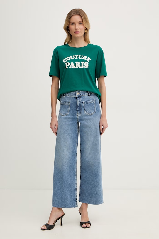 Morgan t-shirt damski bawełniany 261.DARIS zielony SS26