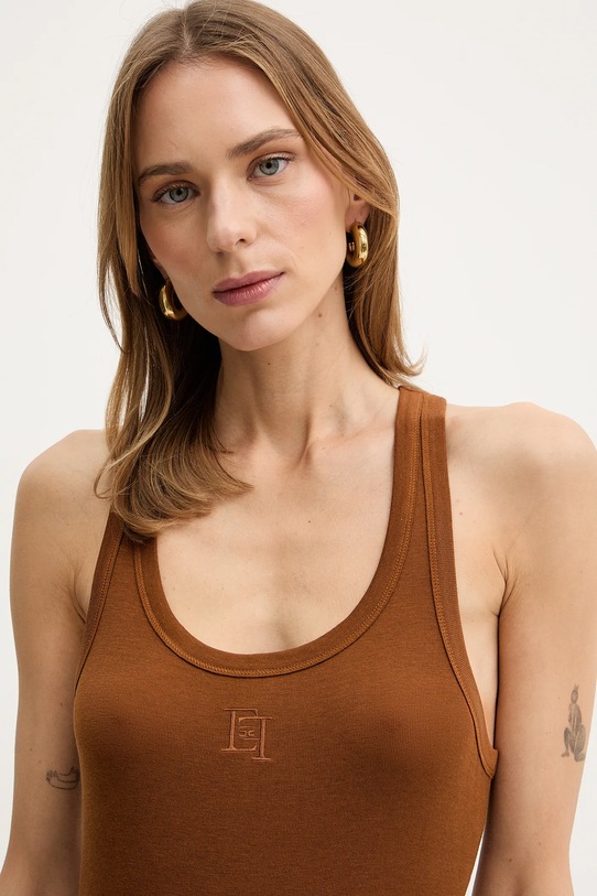 Odzież Elisabetta Franchi top z dodatkiem wełny CN77B61E2 brązowy